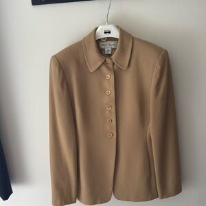 Tan, size 8 blazer. Sits just below hips